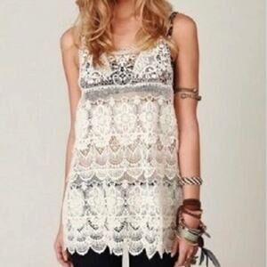 Intimately Free People Cream Sheer Lace Tunic size S Romantic Feminine Boho